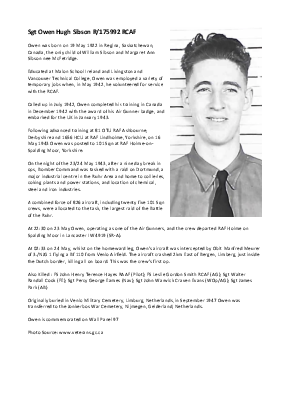 A preview of a PDF biography for Sibson, Owen Hugh